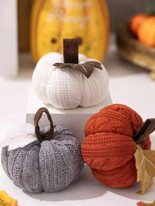 1/3pcs Decorations, Home Decor Ornaments, Thanksgiving Harvest Festival Knitted Pumpkins Can Be Used As Hanging Decorations, Banners, Flags, Red Knitted Sets, Figurines, Pendants Best Gifts Birthday Graduation Christmas Decorations Room Decor Christmas