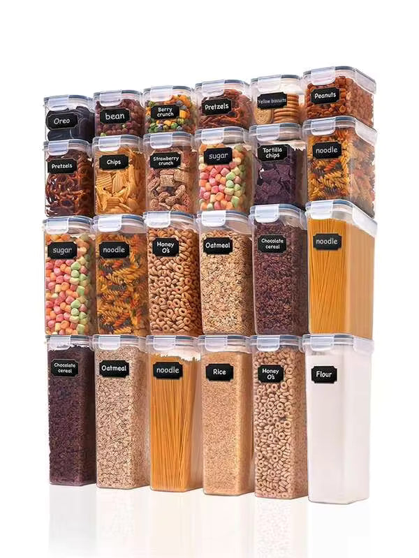 5/7/9/12/18pcs Sealed Food Storage Containers With Labels  Sugar Packets, Coffee Containers, Tea Bags For Flour, Sugar, Grains, Pasta, Tea, Nuts And Coffee Beans - Keep Food Fresh And Organized,Stocking Stuffers For Women,