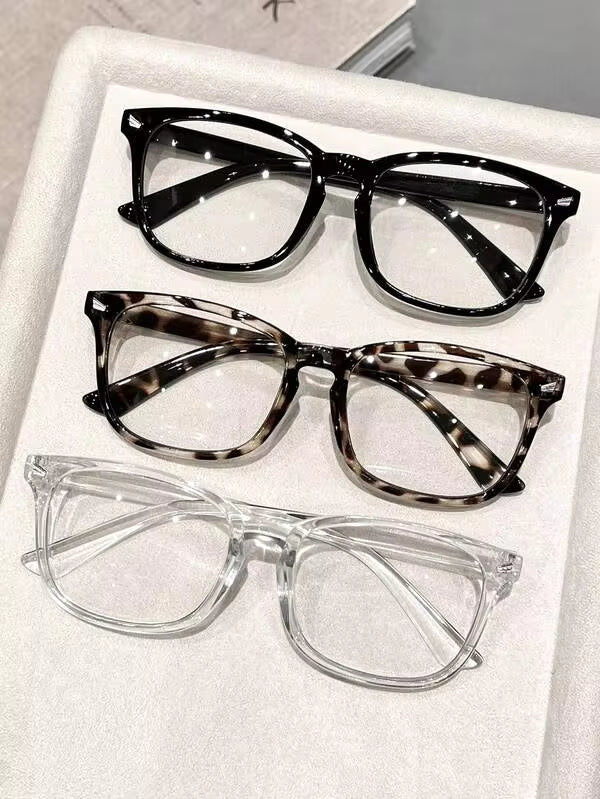 1 Pc Minimalist Elegant Versatile Multi-Color Geometric Transparent Full Frame Women's Plain Eyeglasses Lightweight Comfortable Non-Pinch Face Fits All Face Shapes Slim Face Look Makeup-Free Dating Office Mother's Day, Office Siren