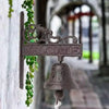 Mini Vintage Rust Cast Iron Welcome Doorbell, Lightweight Metal Hanging Wall Ornament, Small Farmhouse Courtyard Front Door Decor Accessory, Housewarming Outdoor Garden Gift